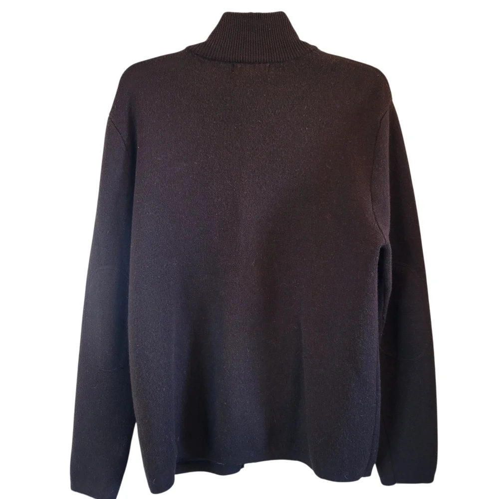 Banana Republic Brown Stretch Merino Wool Double Zip Sweater